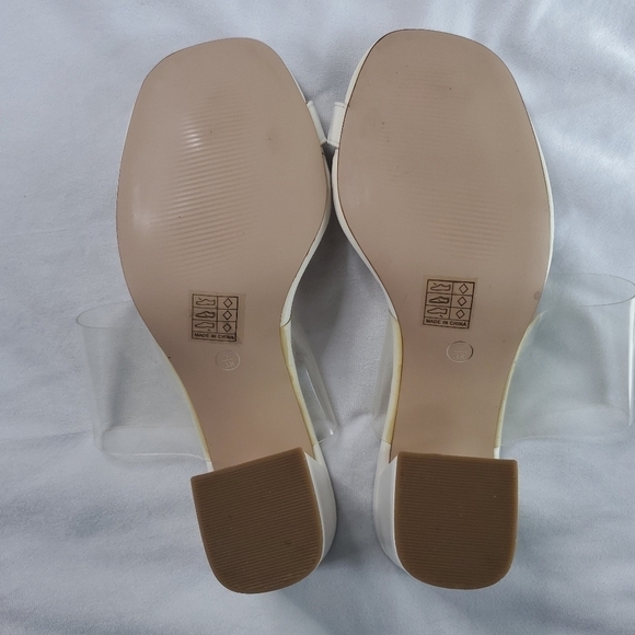 Clear Strap PVC Block Heel Open Toe with Toe Post Loop Mule Sandals - Picture 8 of 12